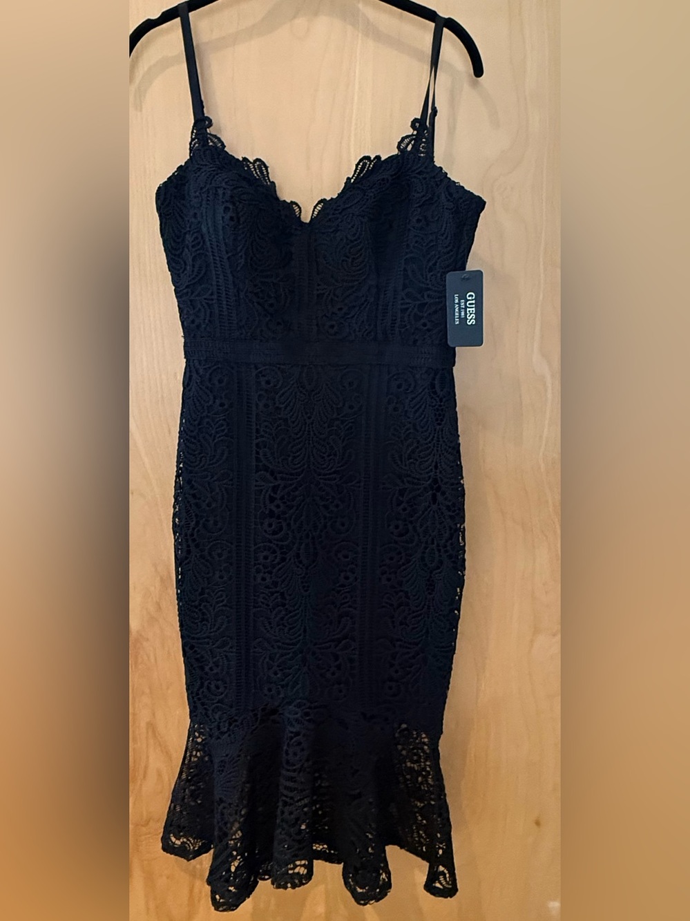 Guess Black Lace Midi Dress